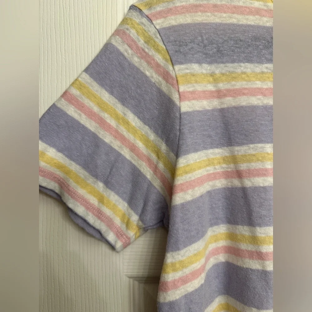 Sezane Constance Striped Tee in Lavender, Pink, Yellow - Small - Picture 3 of 6